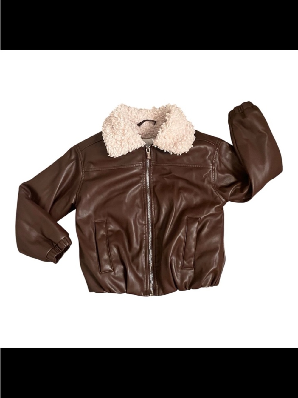 Abercrombie Kids Brown Faux Leather Sherpa
Collar Bomber Jacket Boys Girls 5/6